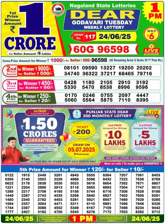 Dear Lottery 1PM Result Image