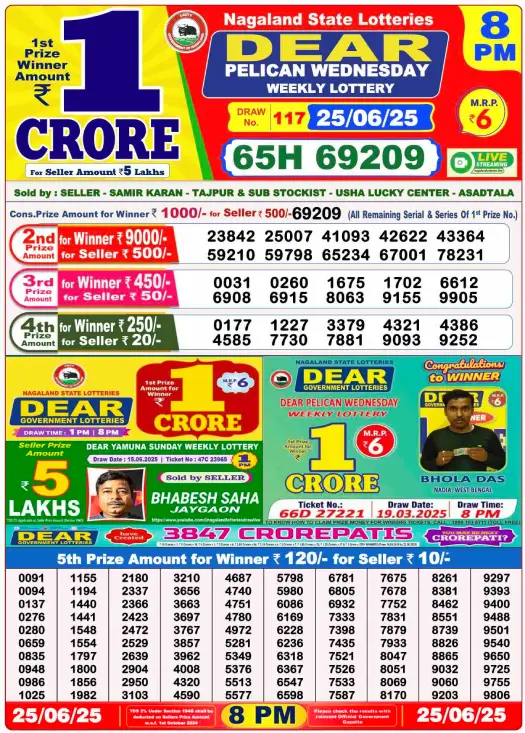 Dear Lottery 8PM Result Image