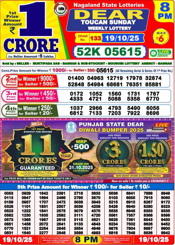 Dear Lottery 8PM Result Image