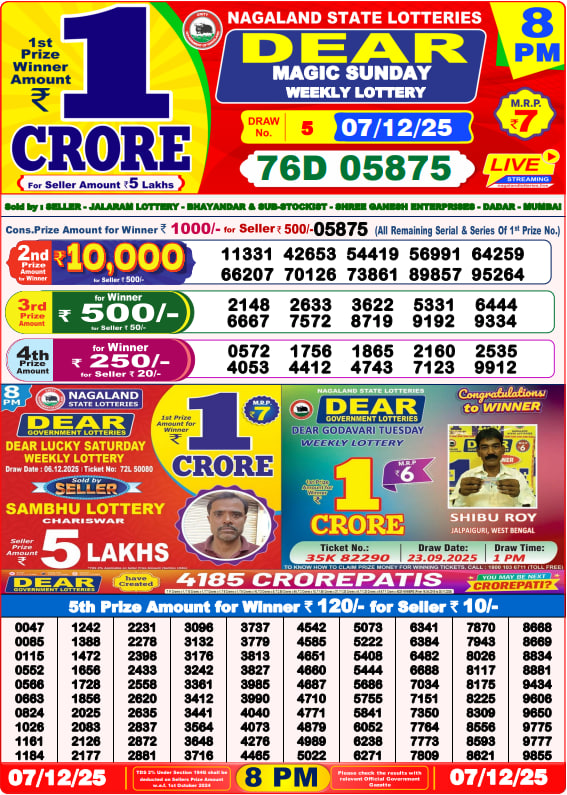 Dear Lottery 8PM Result Image